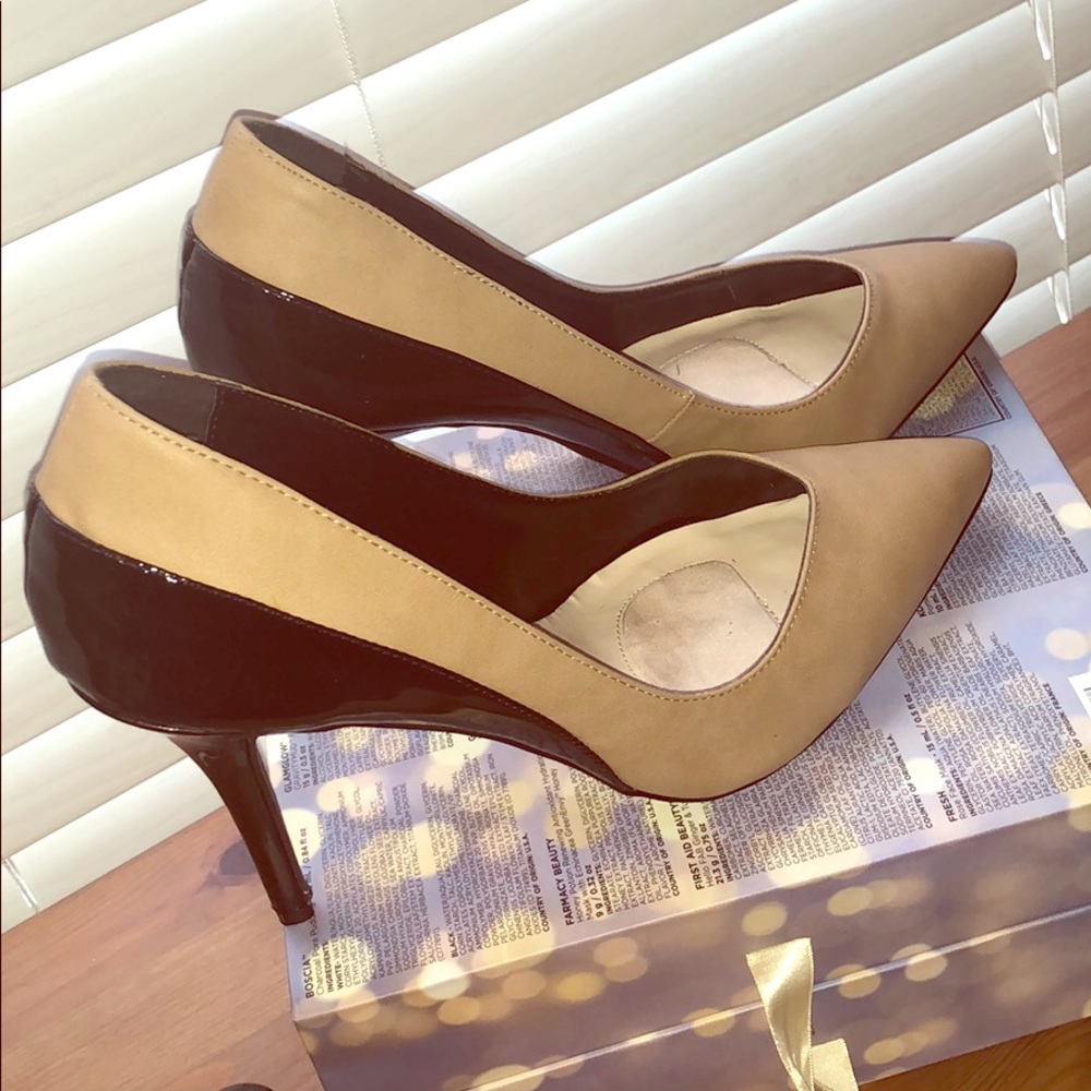 Joe’s Jeans tan and black pumps. Never worn.